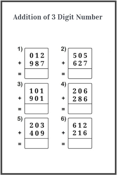 3 digit addition exercises