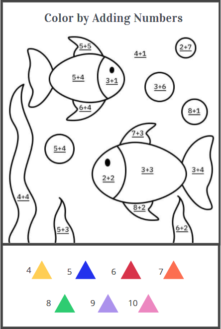 coloring addition worksheets