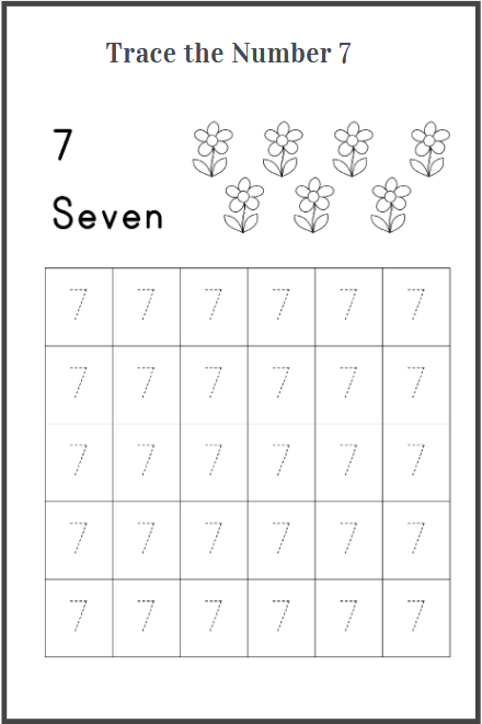 number 7 tracing worksheets for preschool