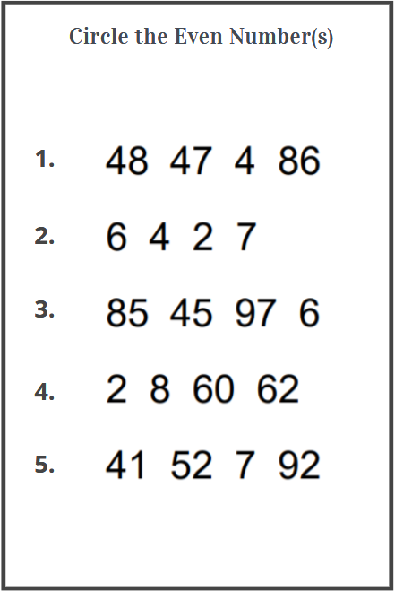 even numbers worksheets