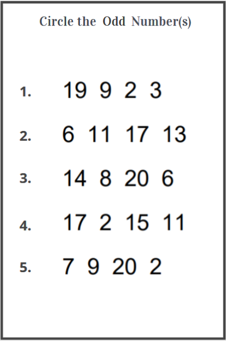worksheets on even and odd numbers