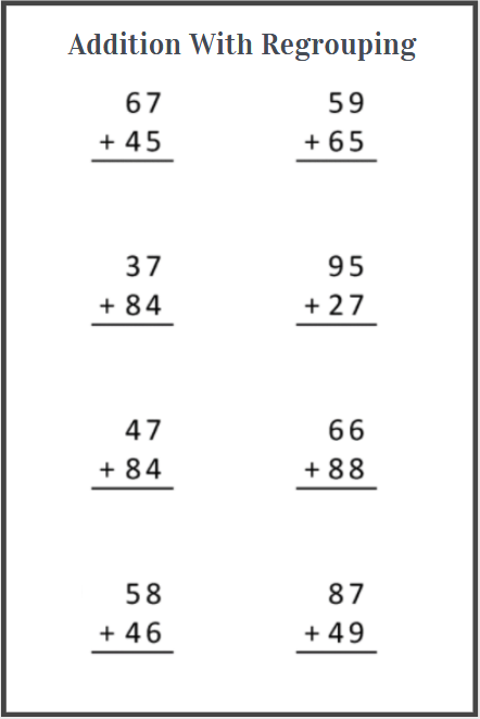 addition with carry worksheets examples
