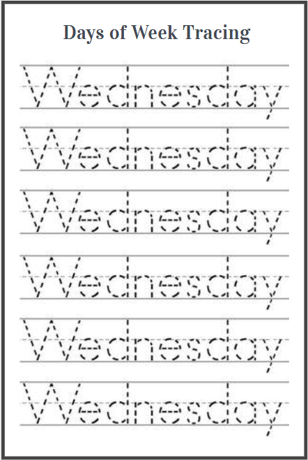 days of week tracing sheet