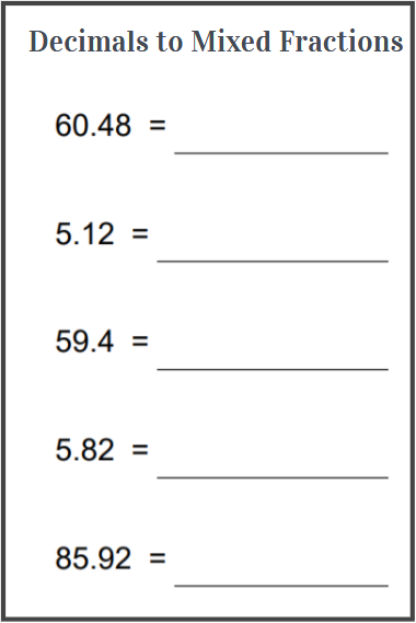 decimal to mixed fraction examples