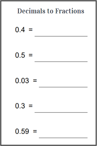 decimals to fractions free worksheet
