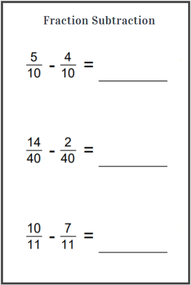 free printable subtraction fraction worksheets