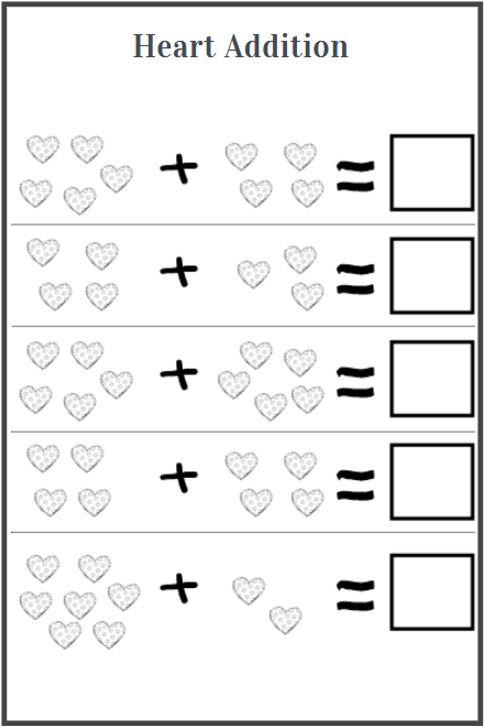 heart addition worksheet