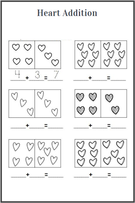 heart addition worksheets free download