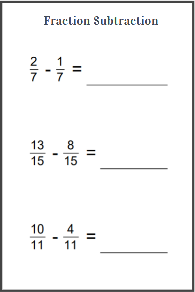 subtraction fraction worksheets