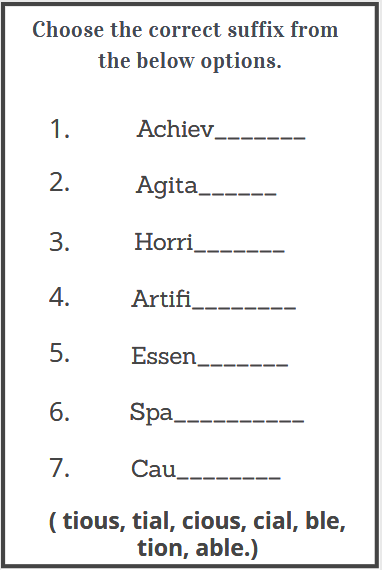 free printable suffixes worksheets