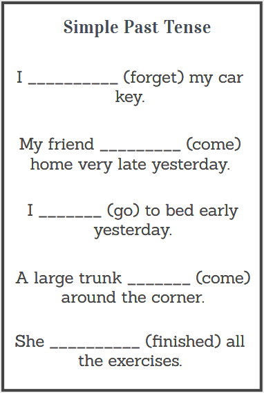 past simple tense example questions